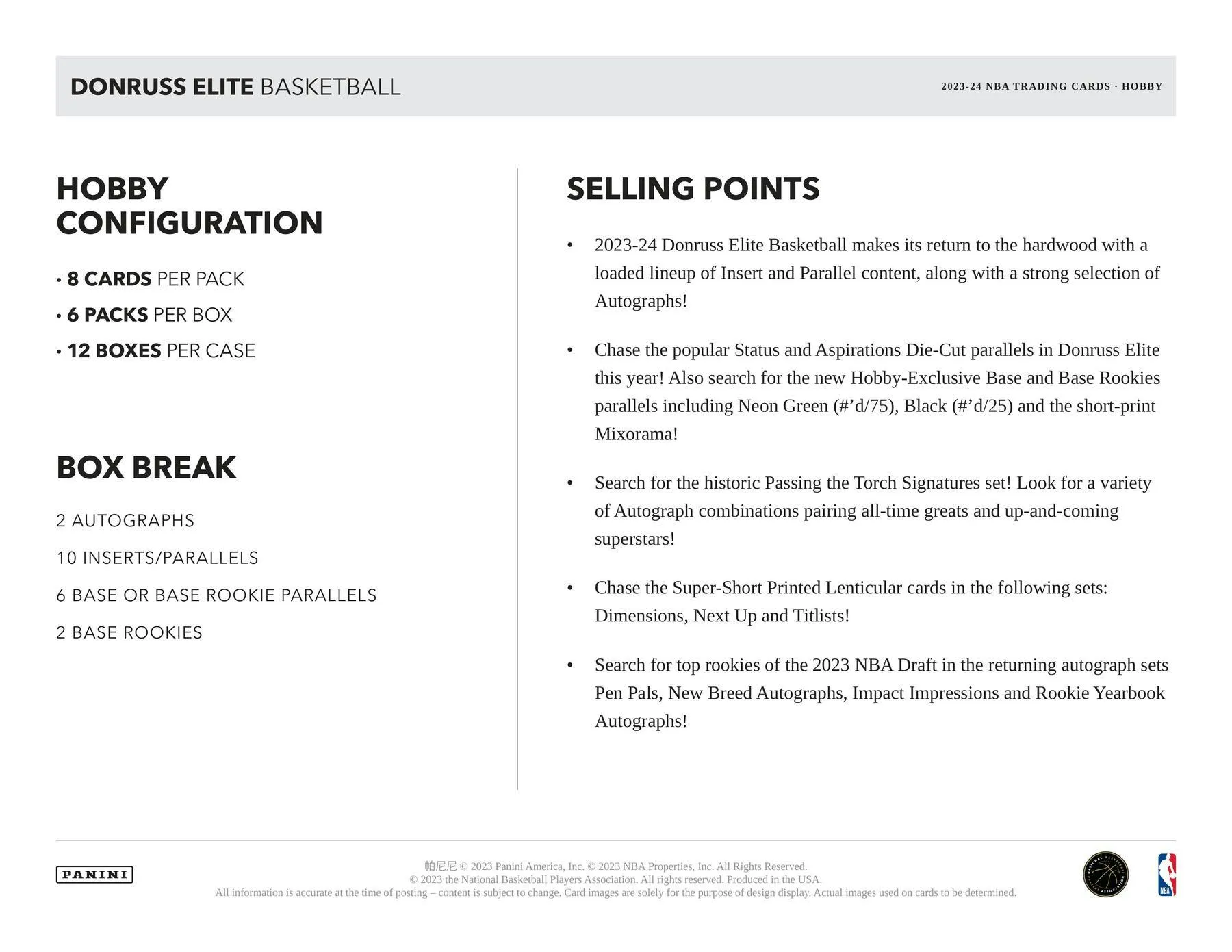 2023-24 Panini Donruss Elite Basketball Hobby Box