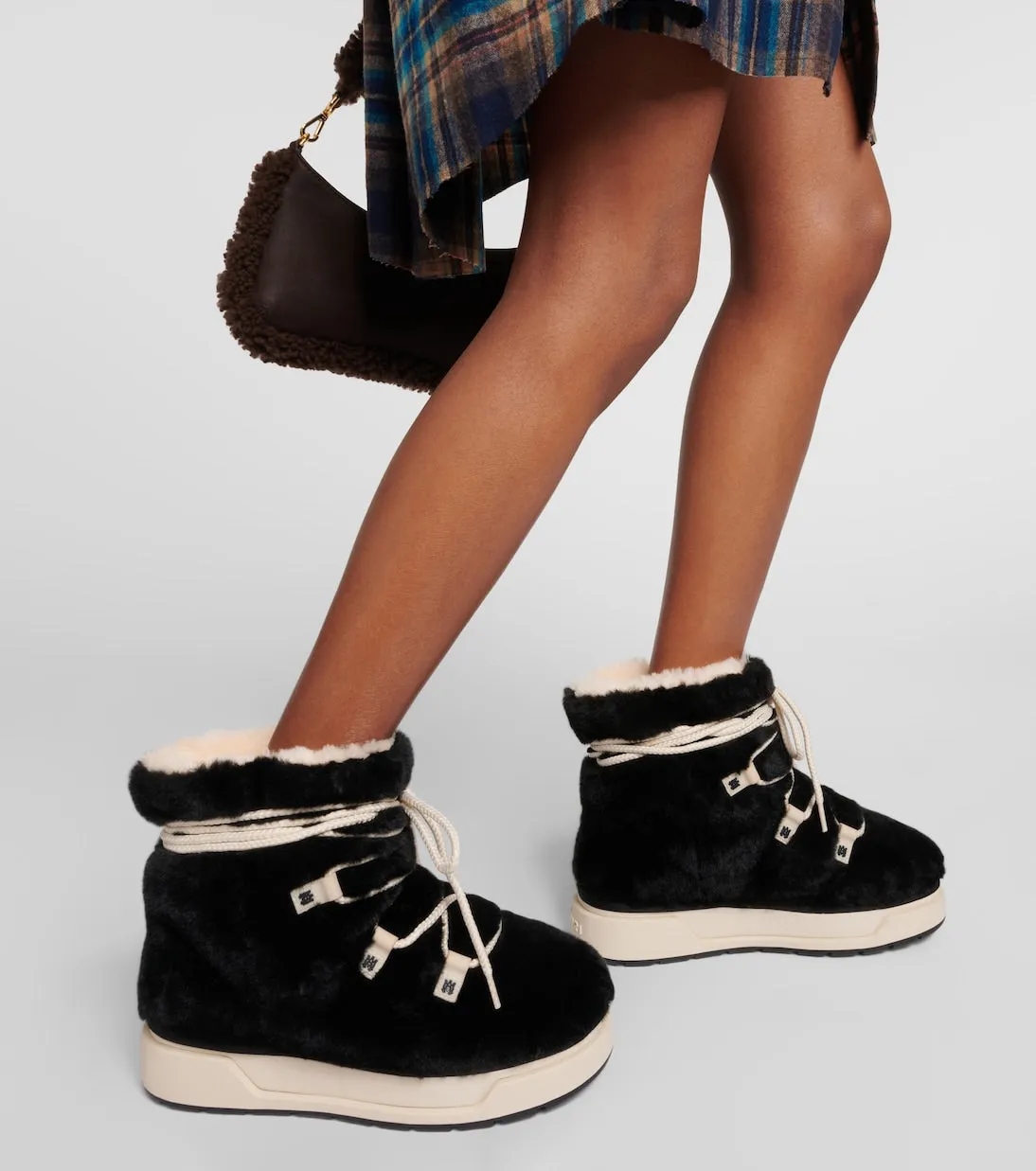 Amiri faux sheepskin malibu hi boots, black