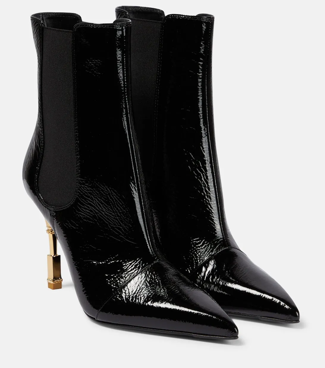 Balmain patent leather ankle boots, black