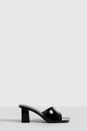 Boohoo Patent Low Heel Mules, Black