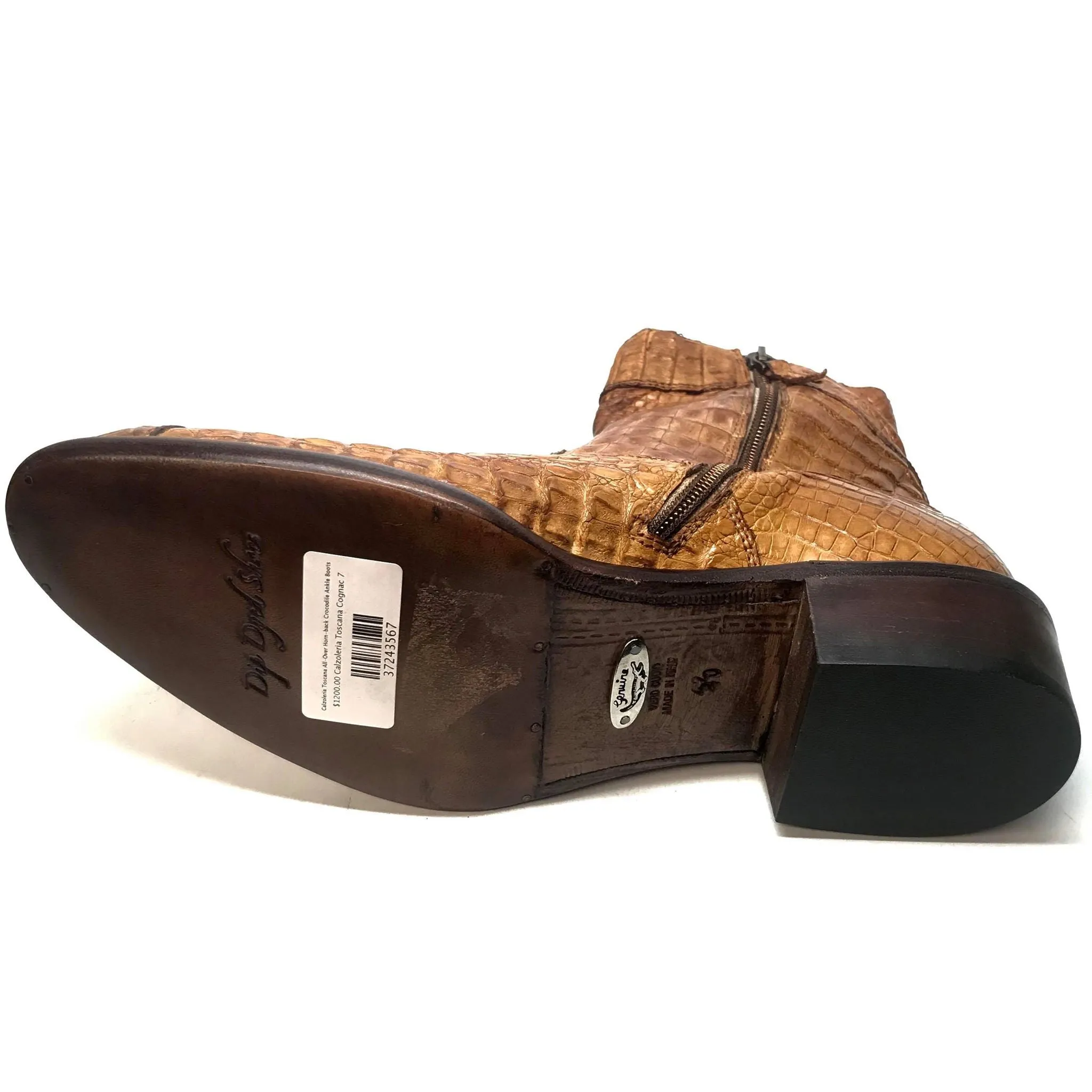 Calzoleria Toscana Cognac Hornback Alligator Ankle Boots