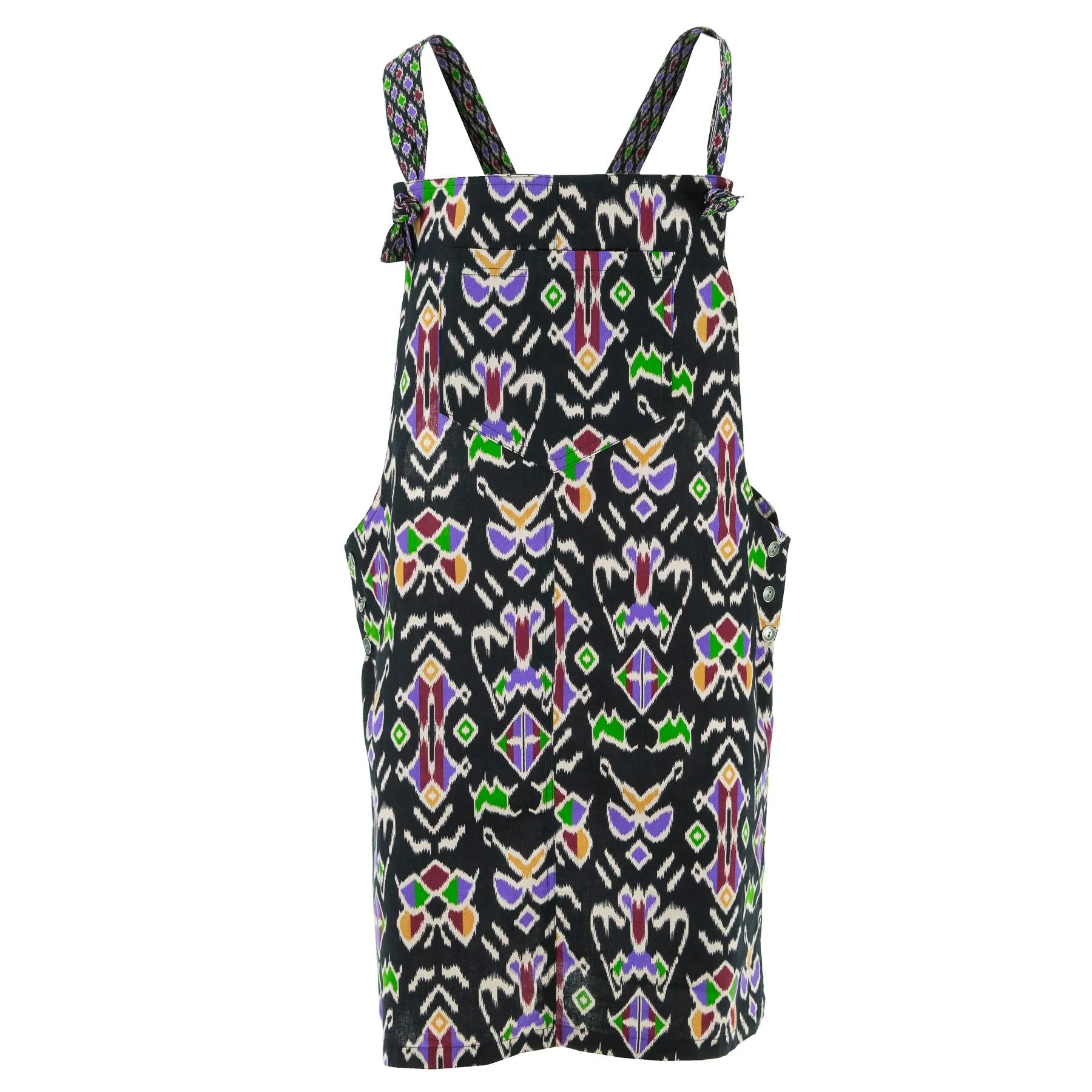 Chic Tea Shift Dungaree Dress - Black Tribal