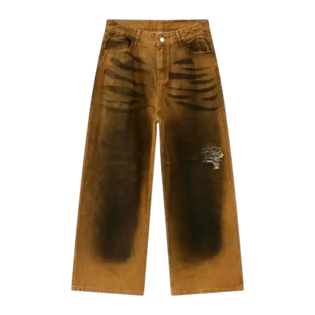 Colorful distressed baggy jeans for men