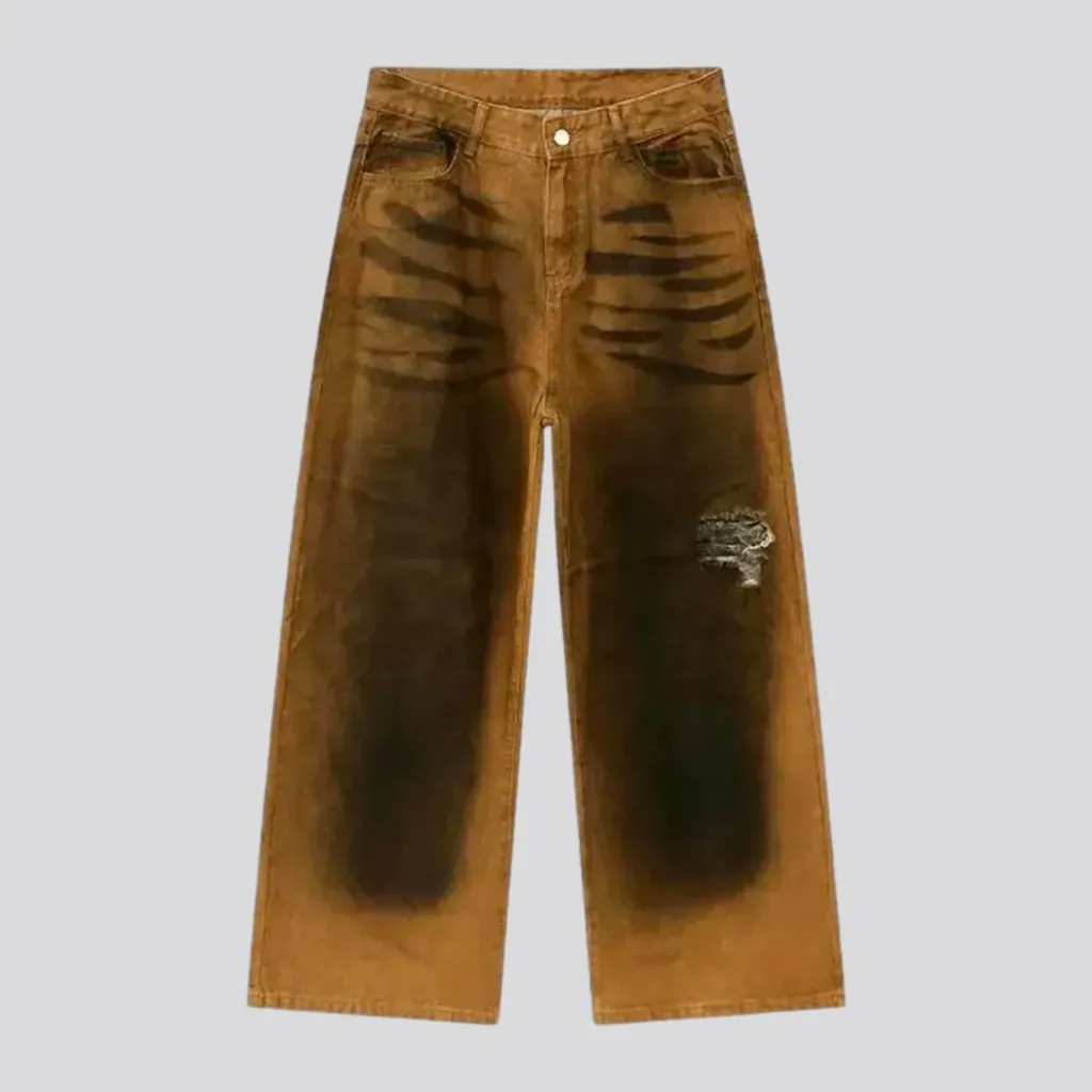 Colorful distressed baggy jeans for men