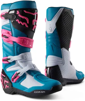 Comp FOX Motocross Boots, Blue/Pink