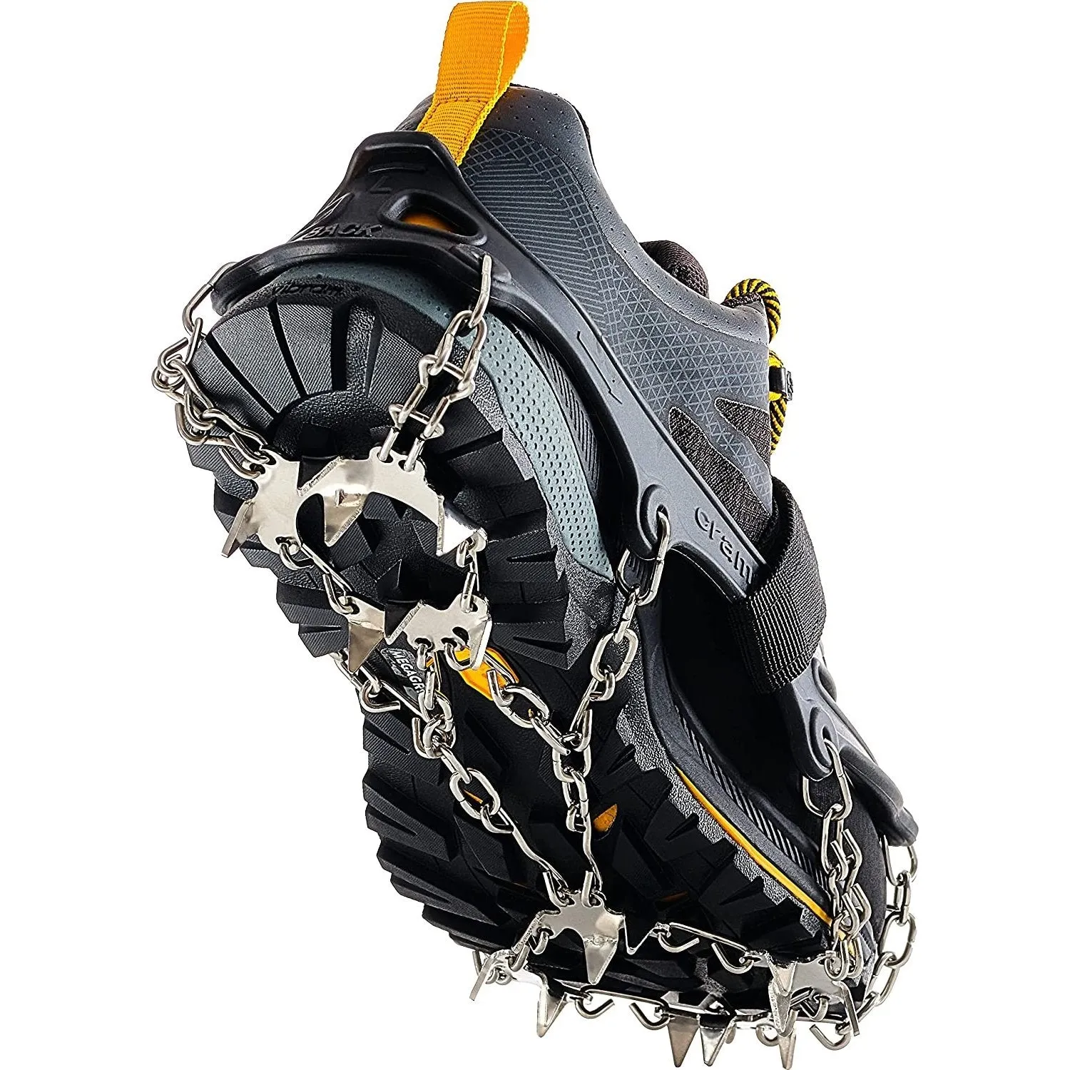 Crampons Ice Cleats for Hiking Boots and Shoes, Anti Slip Walk Traction Cleats, Snow Ice Grippers 19 Spikes and Grips, Safe Protect for Hiking Climbing Fishing Mountaineering Walking - Men Woomen Kids