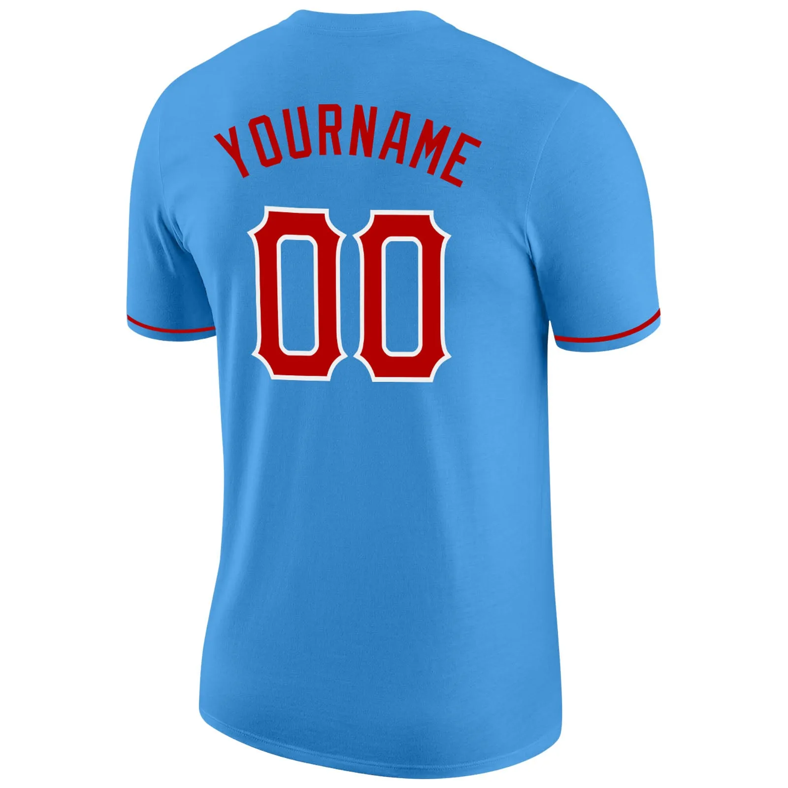 Custom Powder Blue Red-White Performance T-Shirt