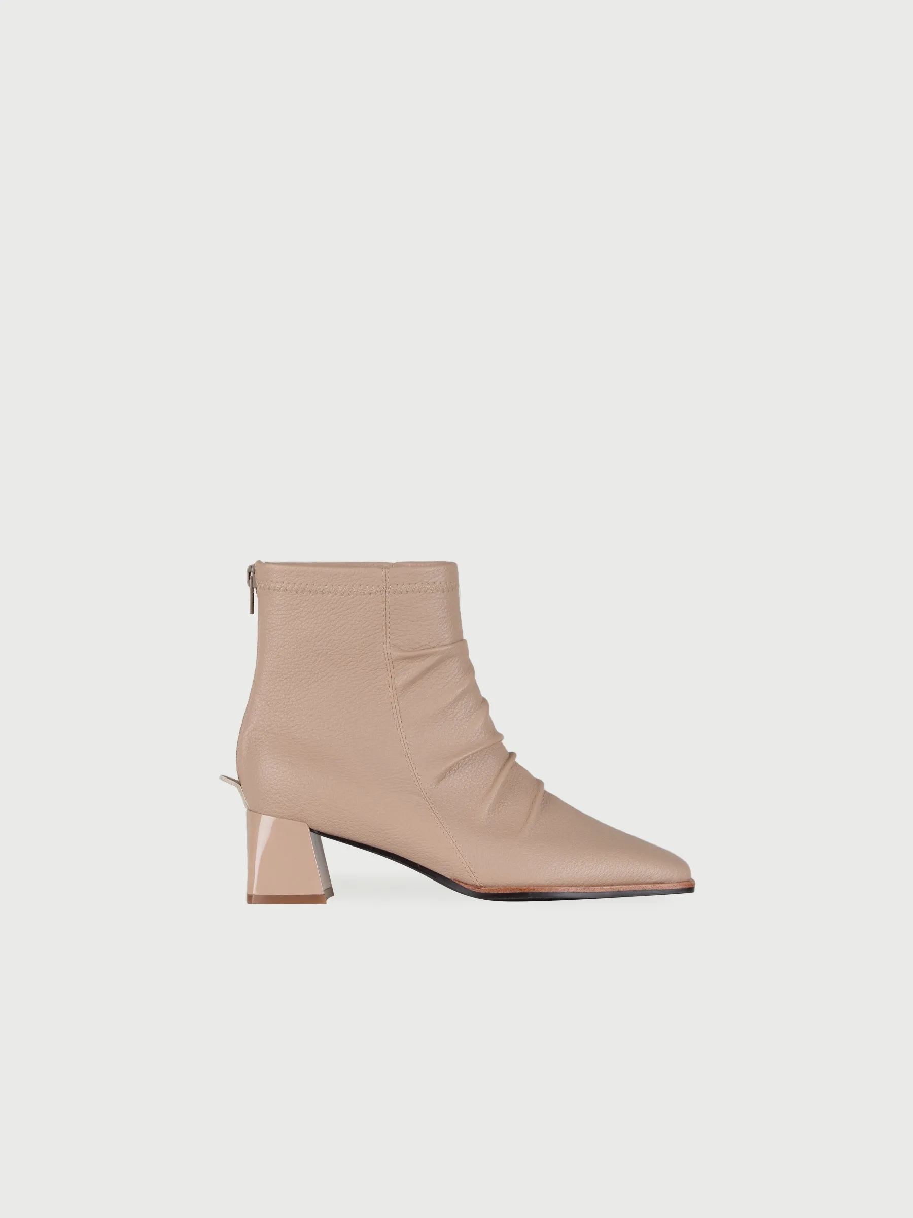 Draped High Heel Leather Boots