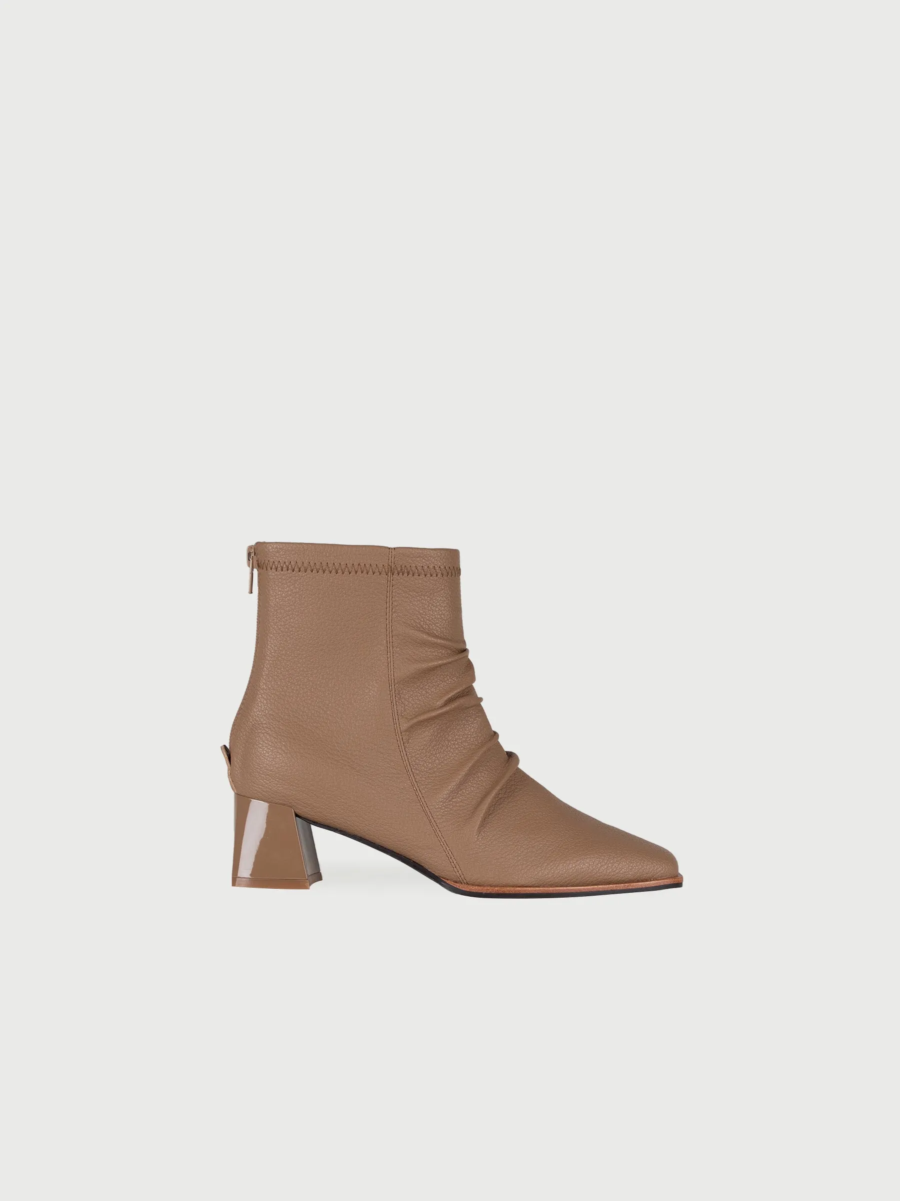 Draped High Heel Leather Boots