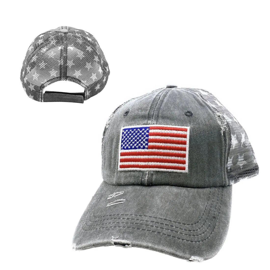 Empire Cove Distressed Washed USA Flag Stars Baseball Trucker Caps Patriotic Hat