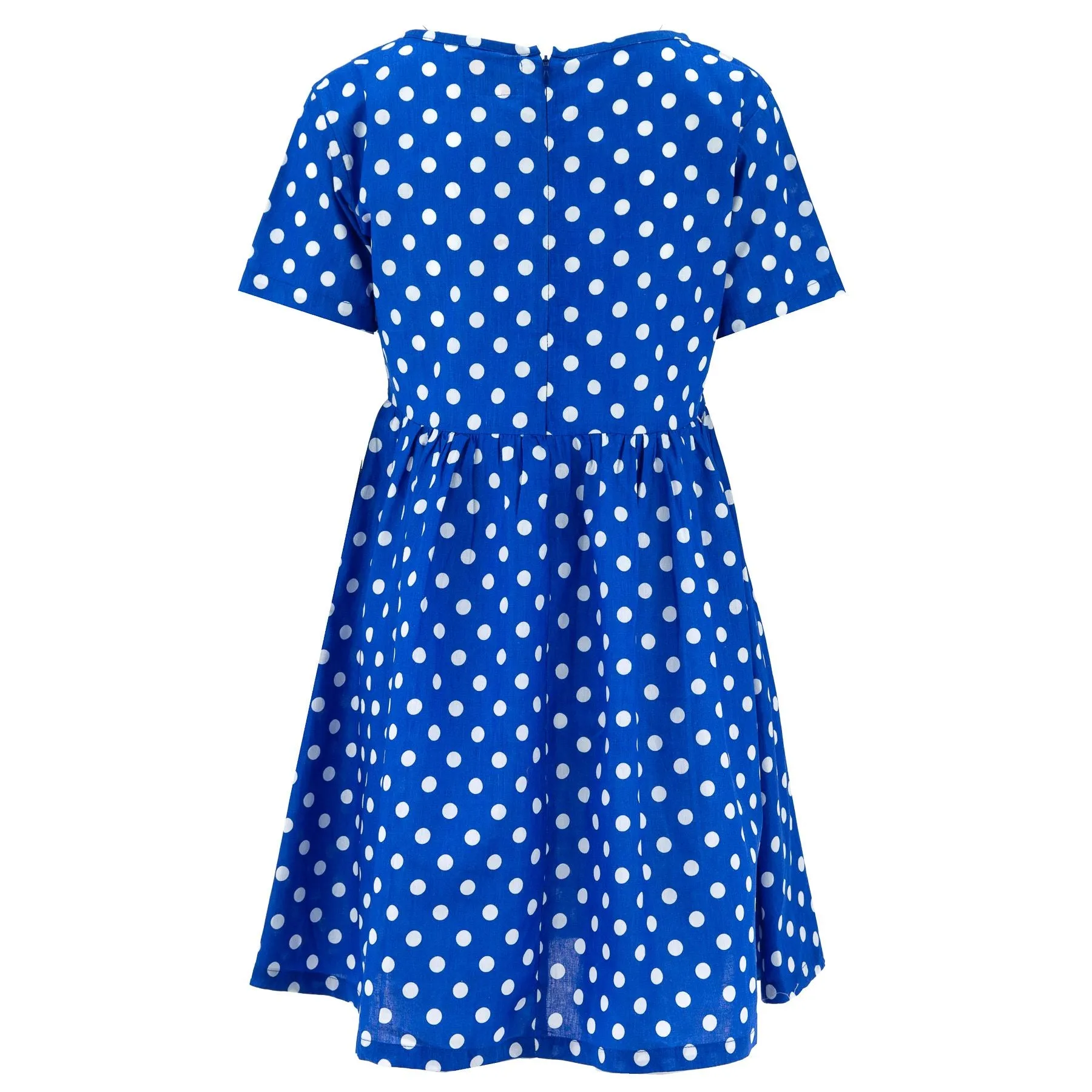 Empire Line Tea Dress - Blue Polka Dot