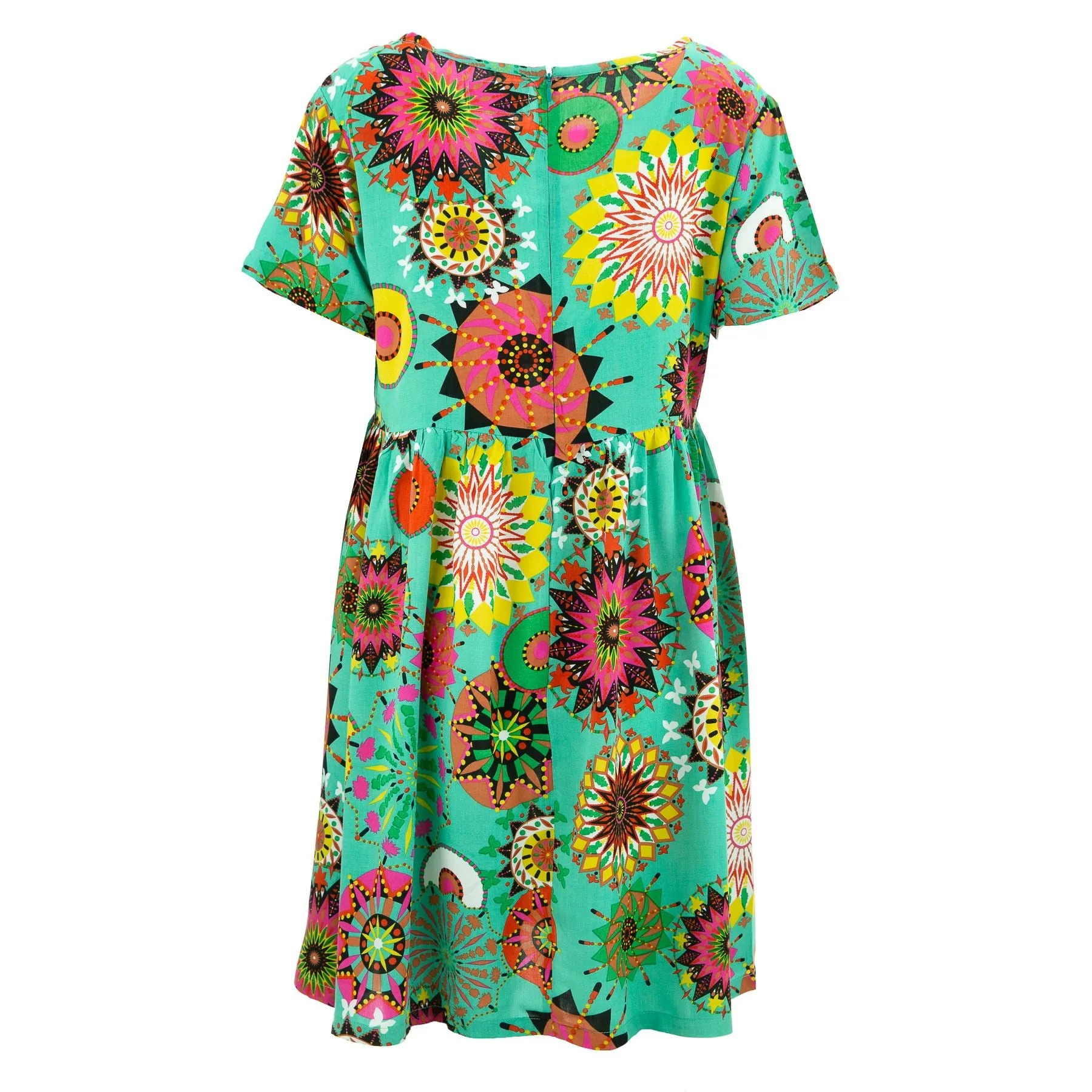 Empire Line Tea Dress - Carnival Suzani Emerald Cotton