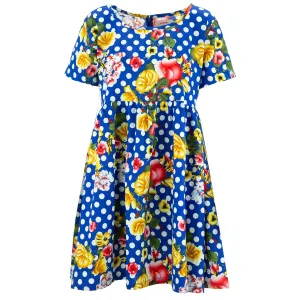 Empire Line Tea Dress - Polka Dot Floral Cotton