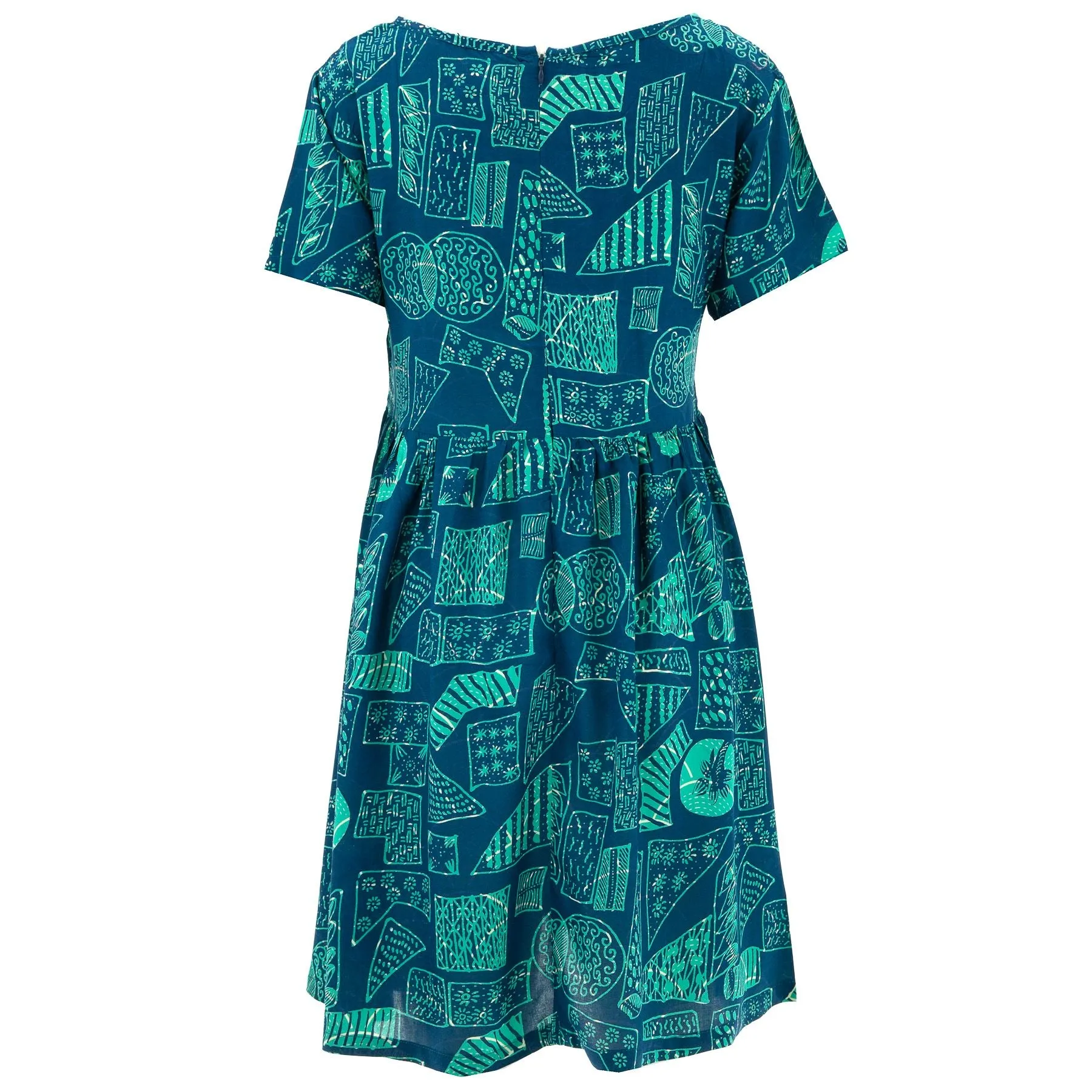 Empire Line Tea Dress - Retro Geometric