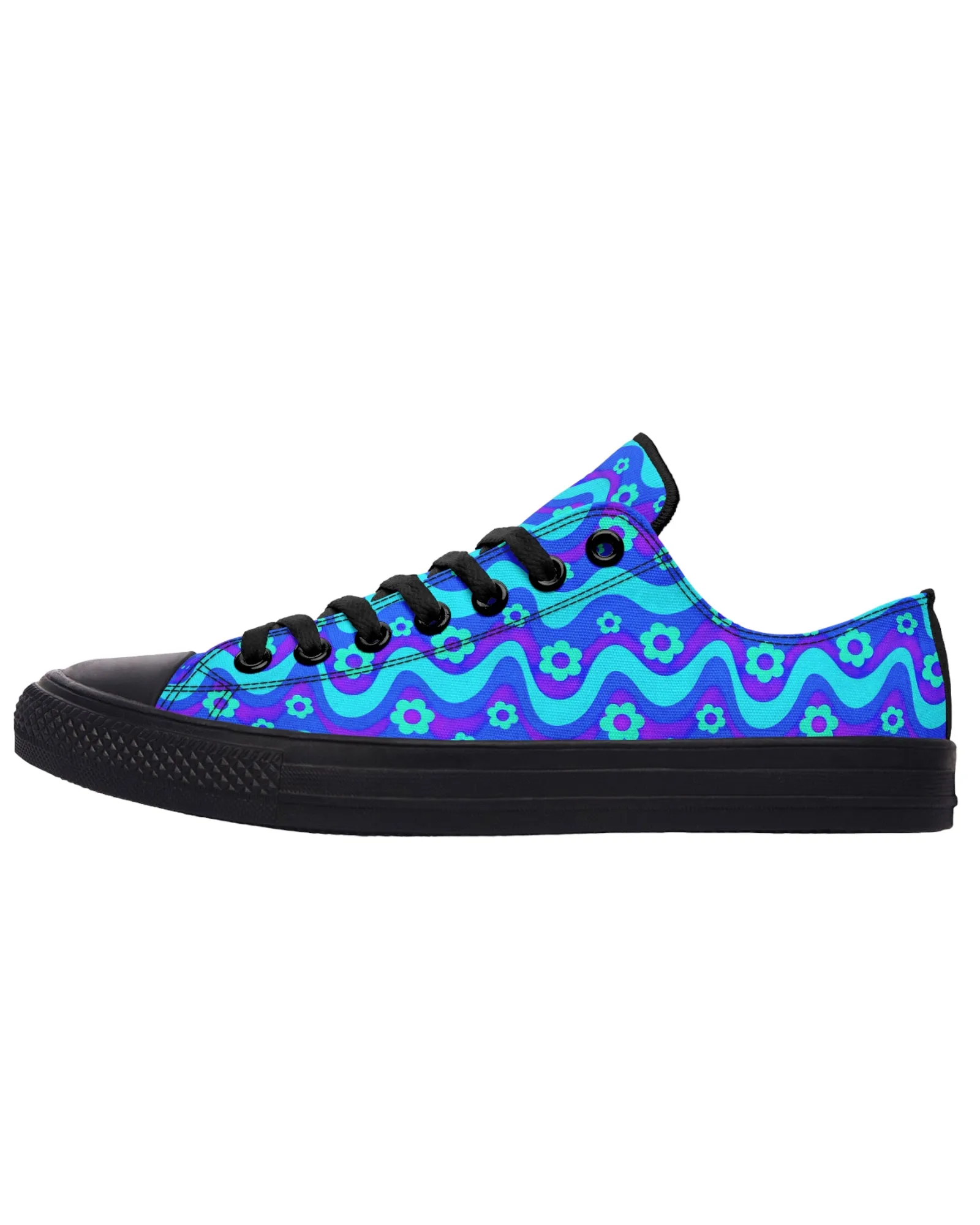 Flower Power Blue Festival Low Tops