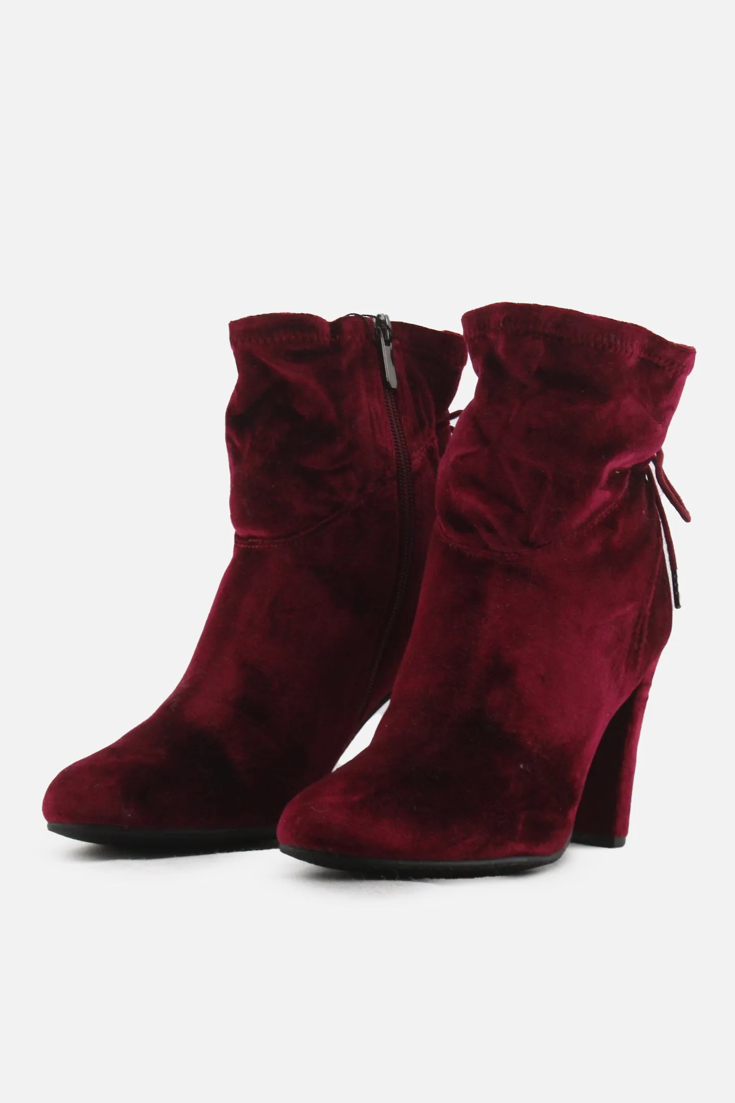 Francesca's Zipper Block Heels Ankle Boots | Suede