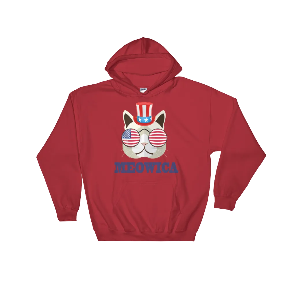 Funky Cat With Hat & Sunnies USA Blue Hoodie