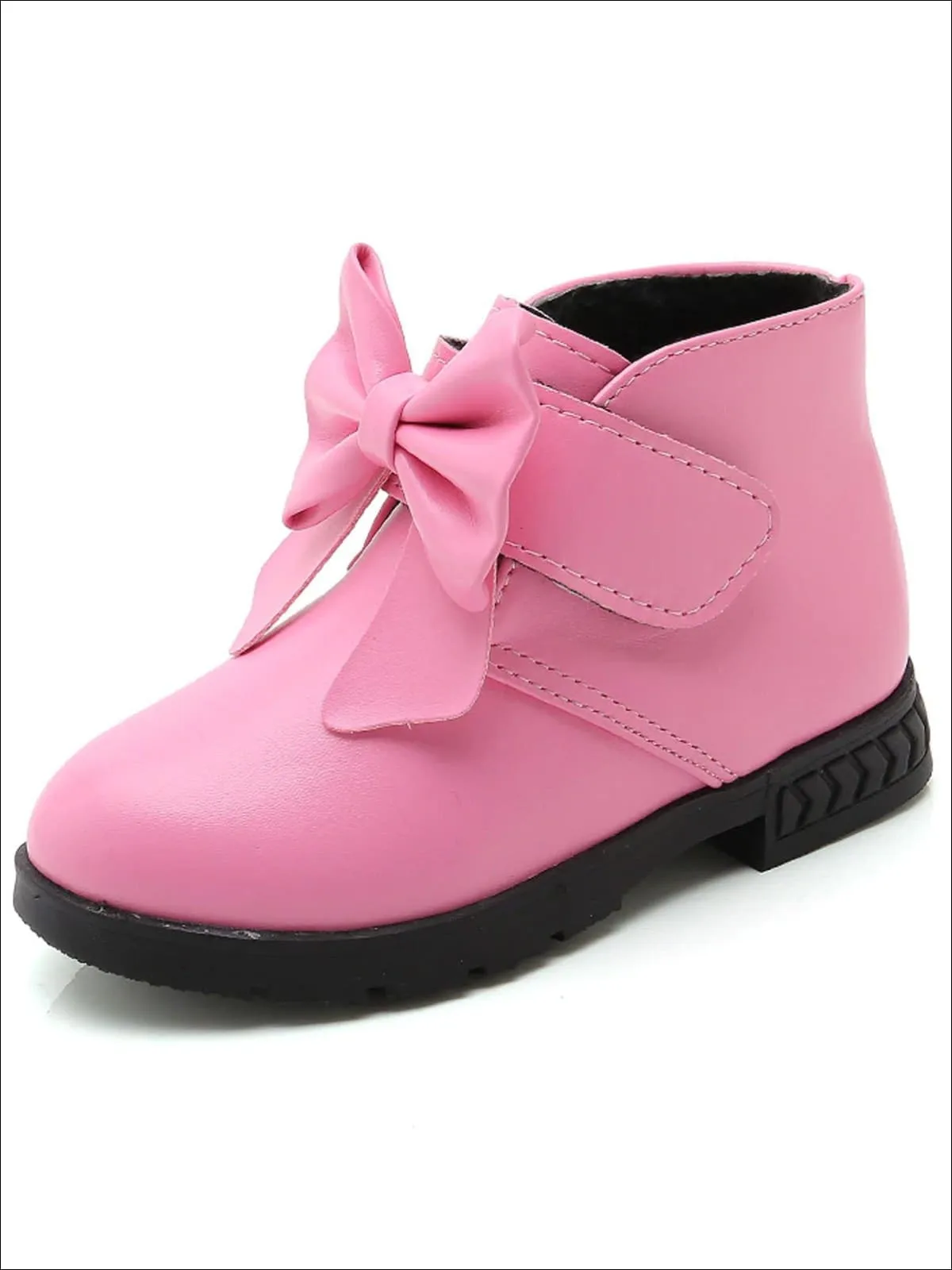 Girls Bow Velcro Strap Ankle Length Booties By Liv and Mia