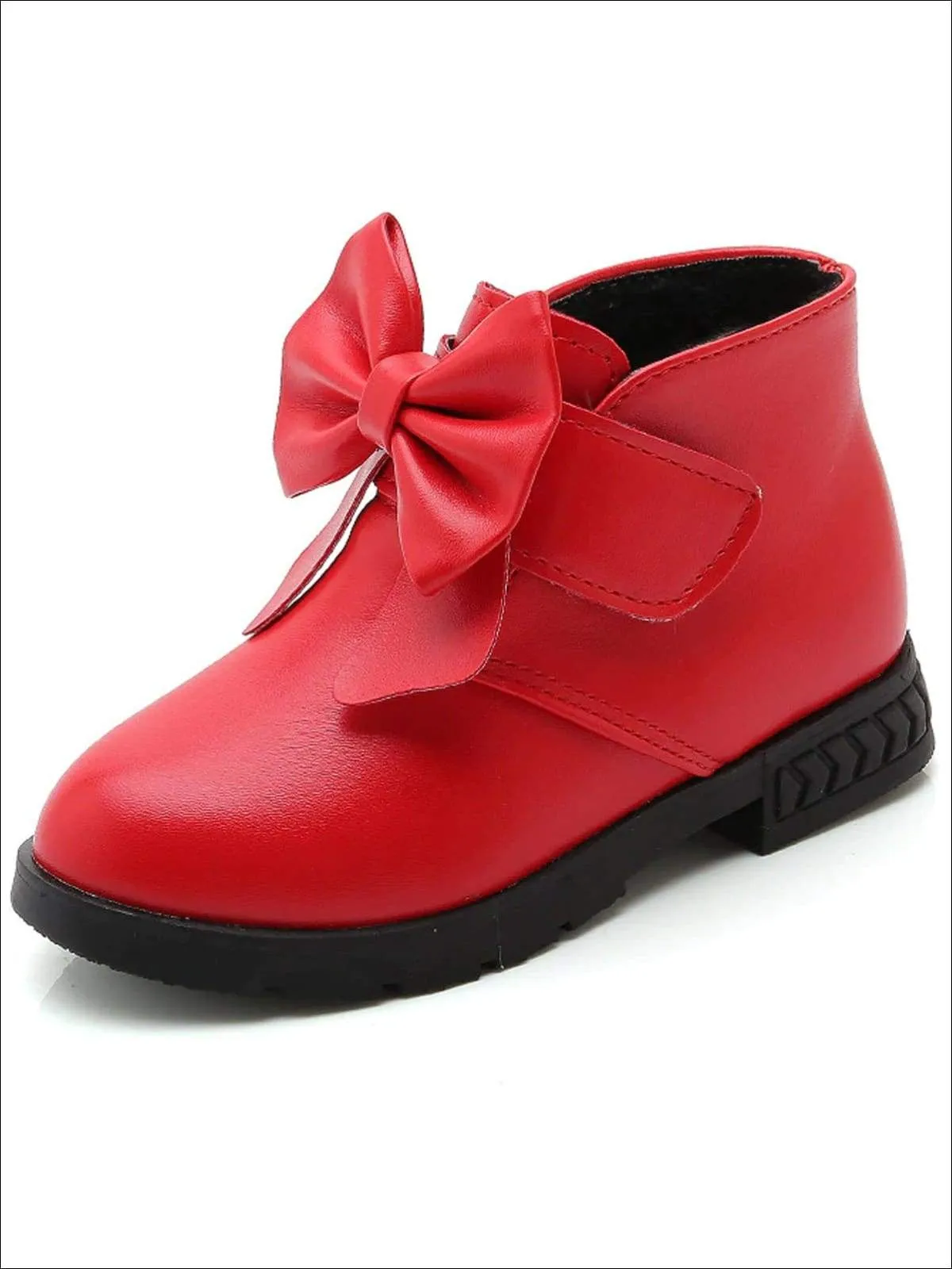 Girls Bow Velcro Strap Ankle Length Booties By Liv and Mia