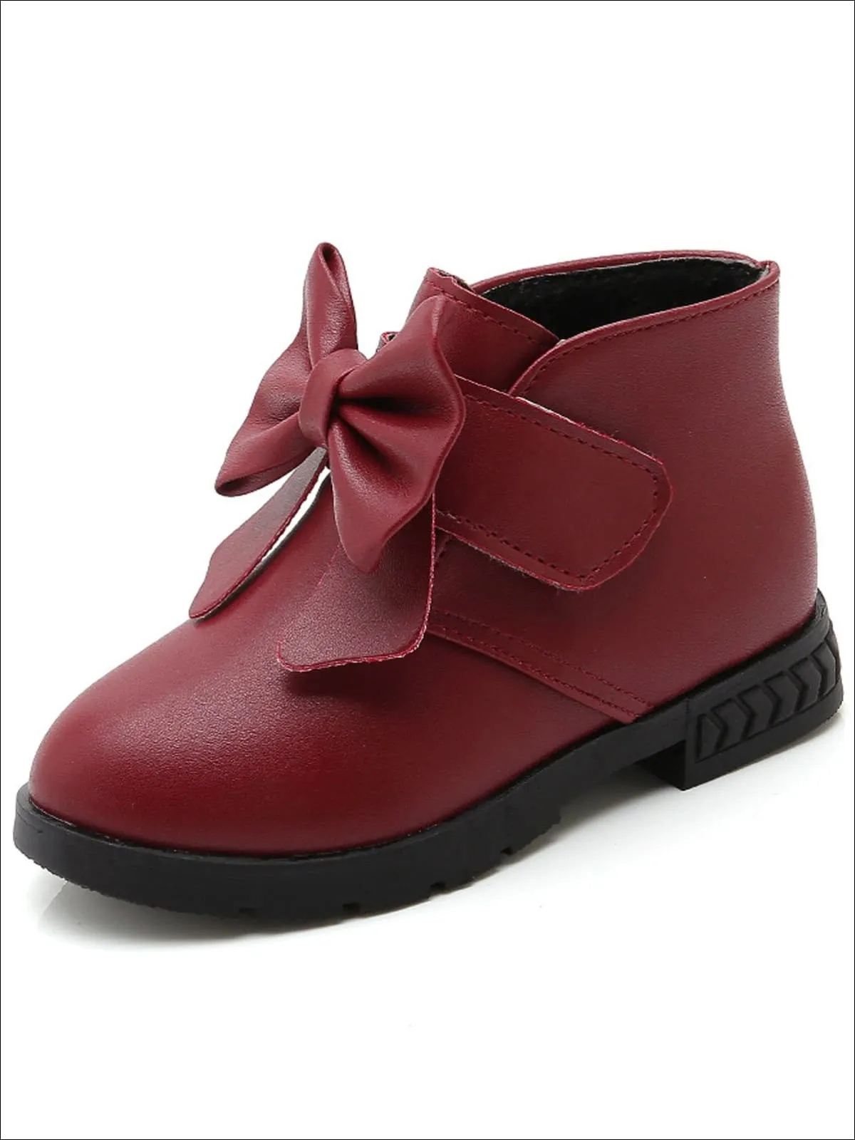 Girls Bow Velcro Strap Ankle Length Booties By Liv and Mia