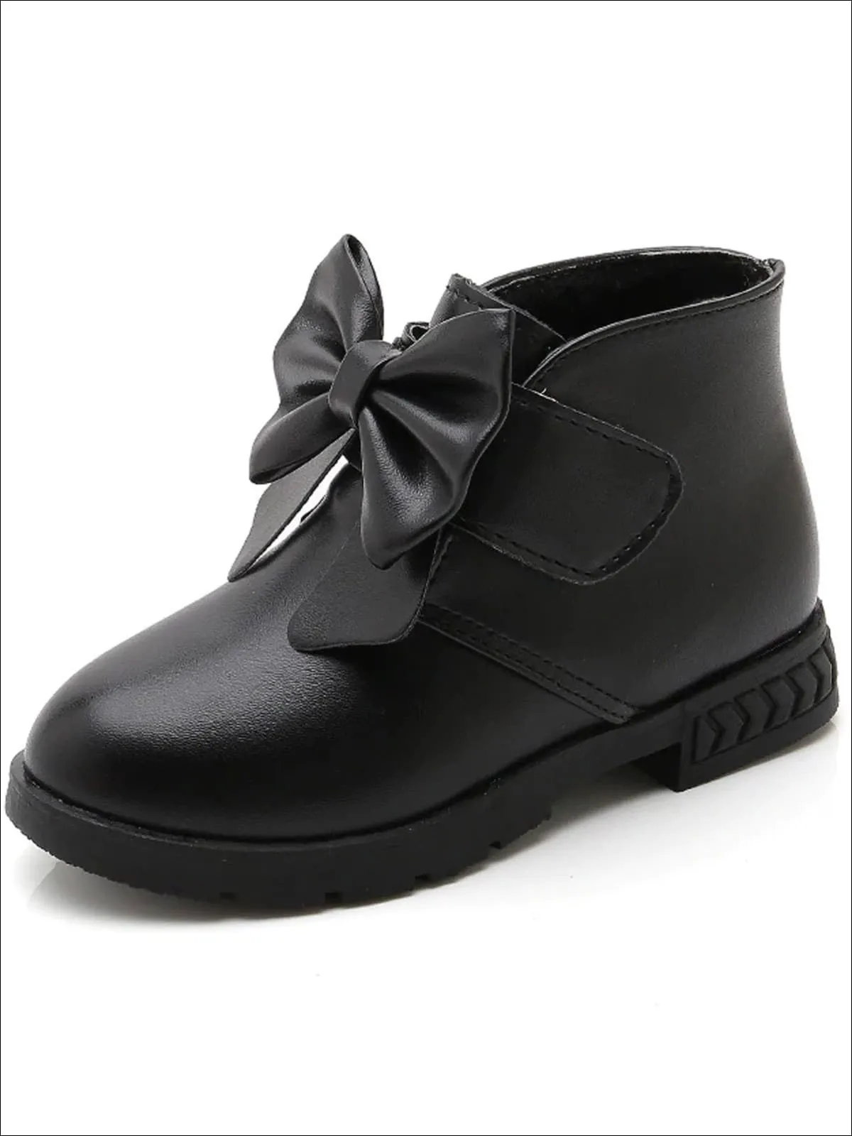 Girls Bow Velcro Strap Ankle Length Booties By Liv and Mia