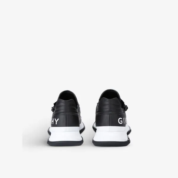 Givenchy Leather Specter Zip Low Top Sneakers, Black