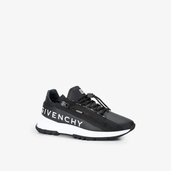 Givenchy Leather Specter Zip Low Top Sneakers, Black