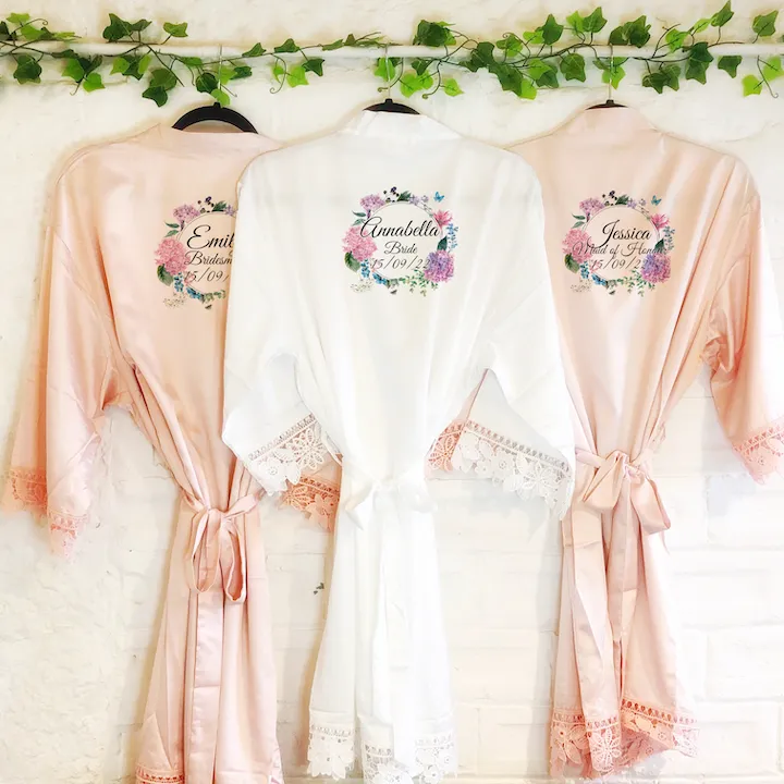 Hydrangea Lace Wedding Dressing Robe