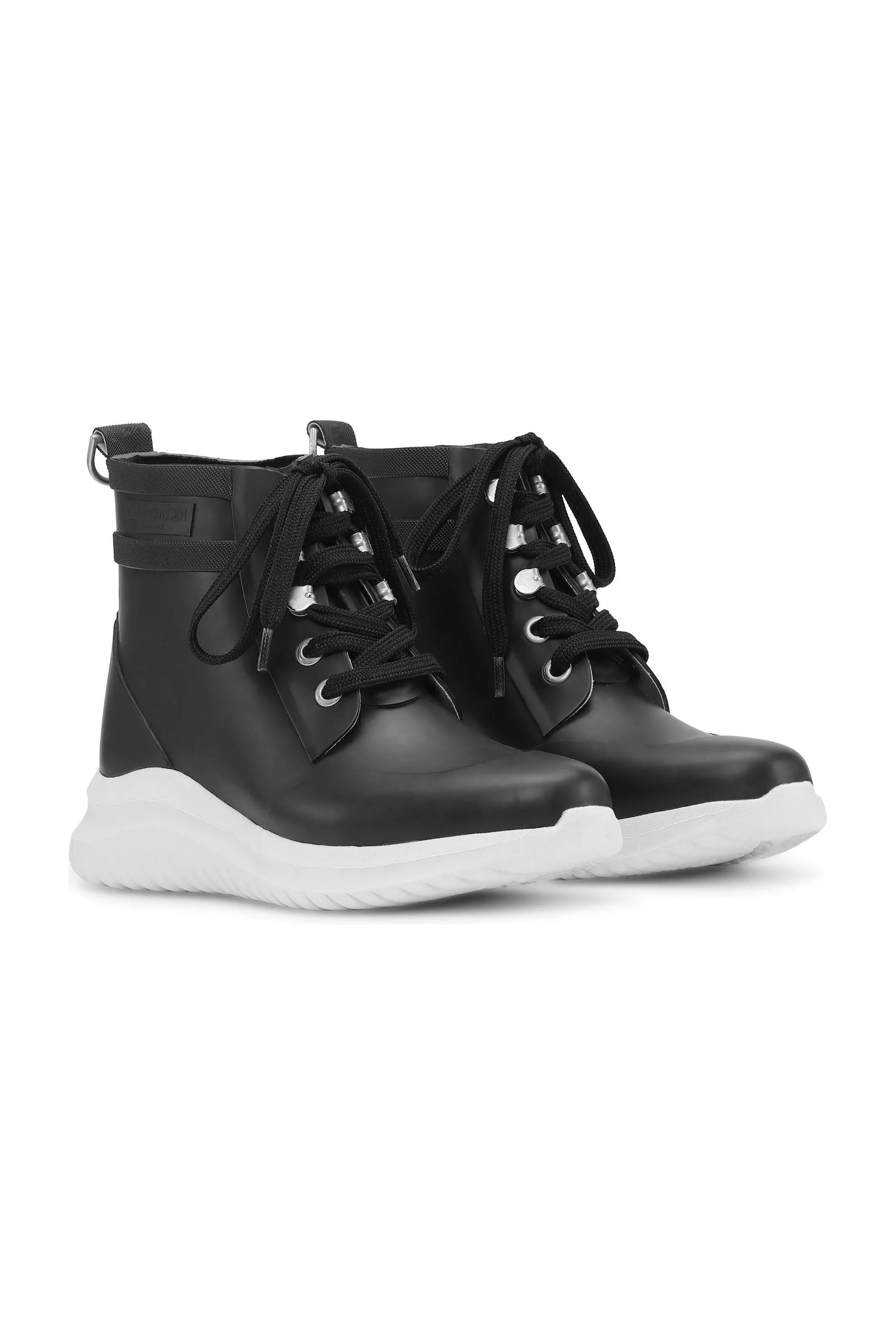 Ilse Jacobsen Hornbæk Rub 03 Rubber Lace Up Ankle Rain Boot | Black | Clearance Final Sale