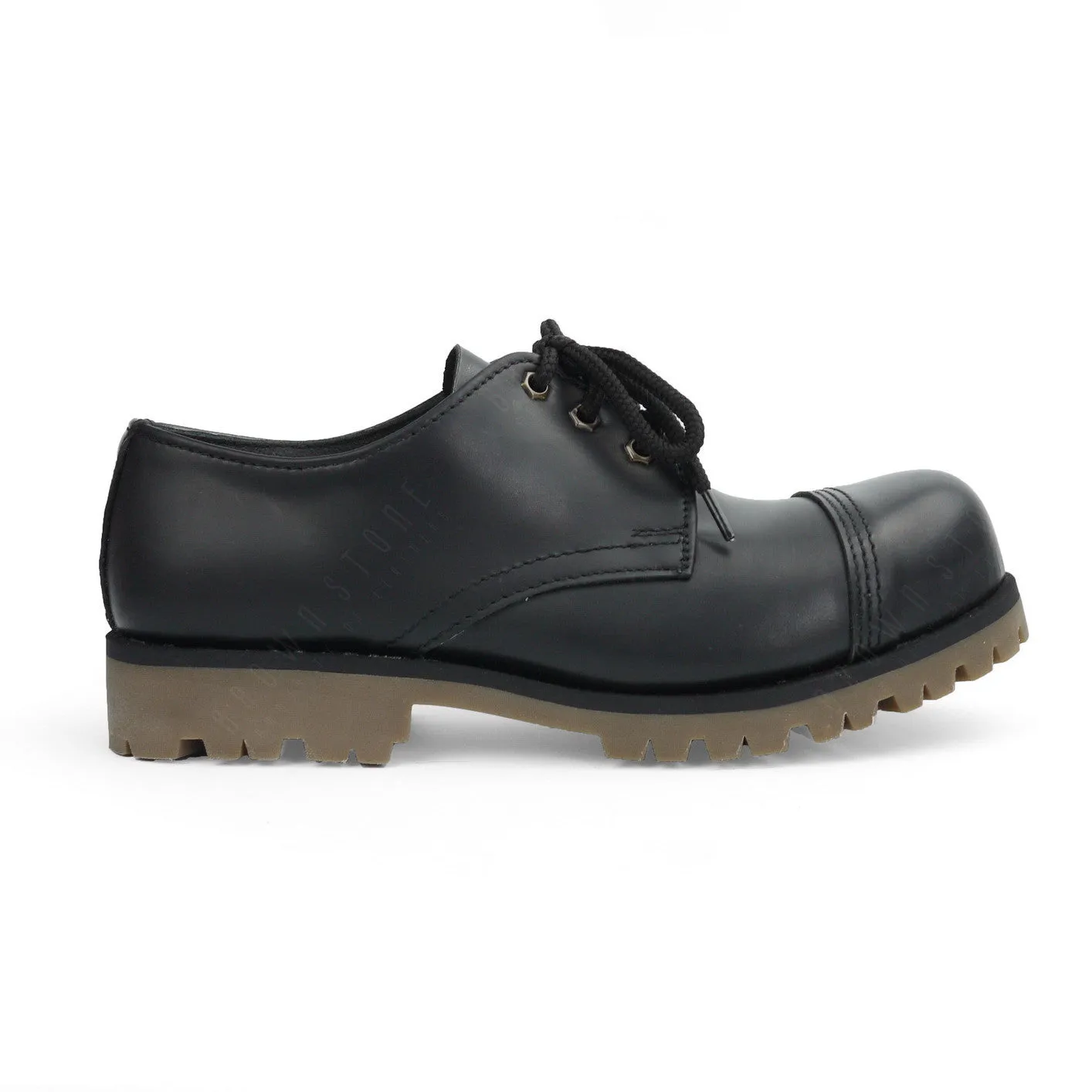 Industrial British Steel Cap Leather Shoes Low Cut Black