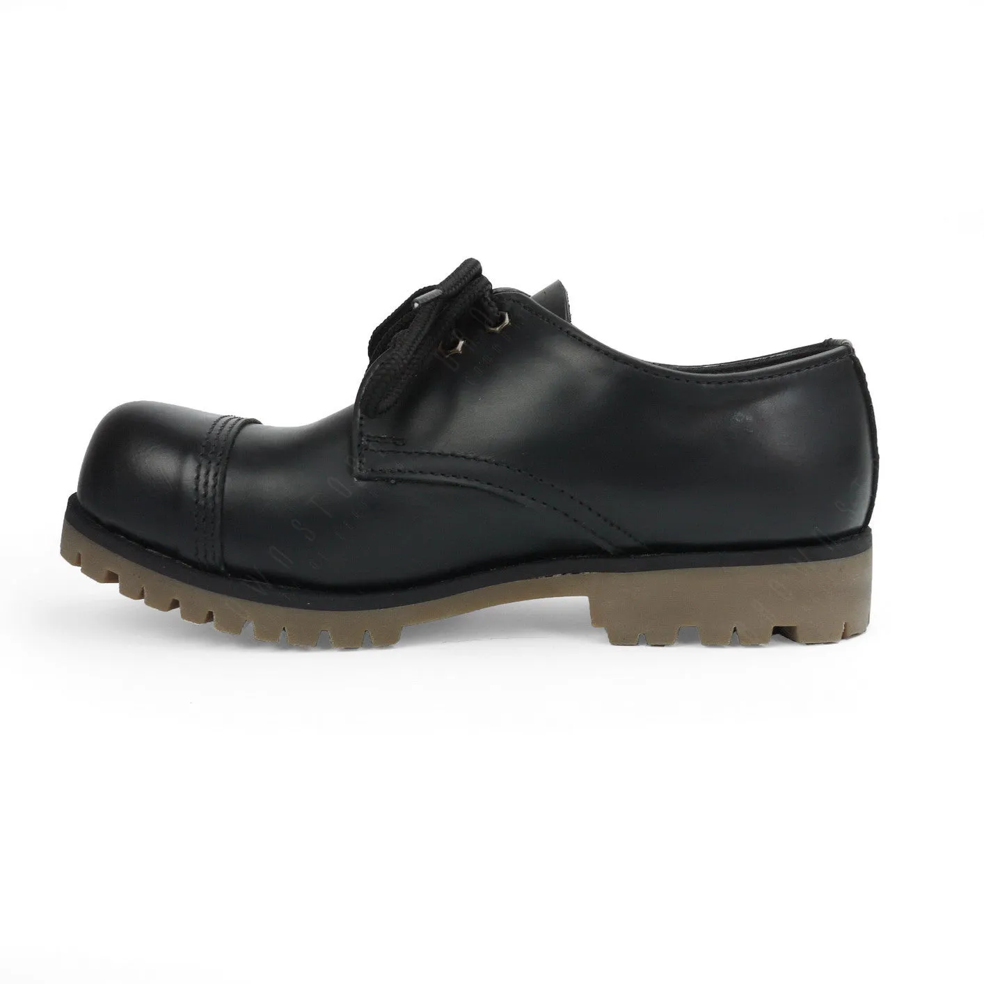 Industrial British Steel Cap Leather Shoes Low Cut Black