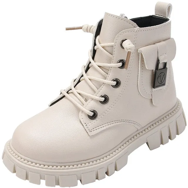 Jennys - Girls Ankle Boots with Buckle - Beige