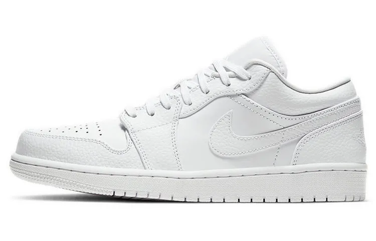 Jordan 1 Low Triple White Wrinkled Leather Sneakers