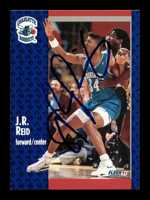 J.R. Reid Autographed 1991-92 Fleer Card #24 Charlotte Hornets SKU #183313