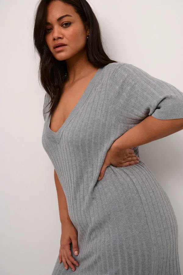 Kaffe Curve Lona Knit Dress in Grey