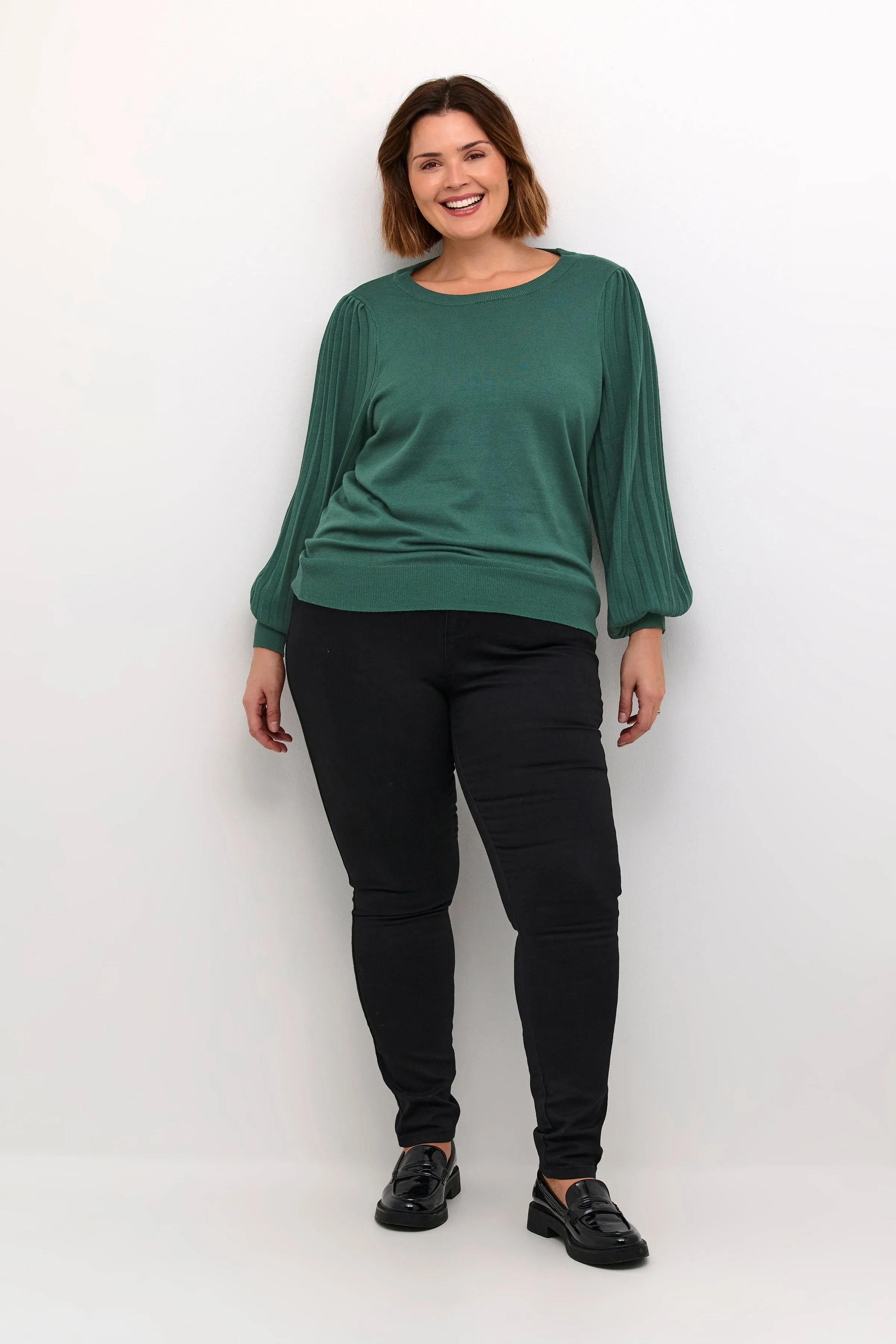 Kaffe Curve Loni Knit Jumper in Green