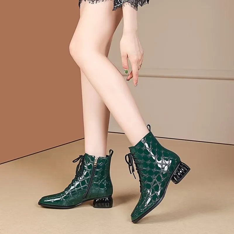 LuxeLeather Exotic Classy Ankle Boots