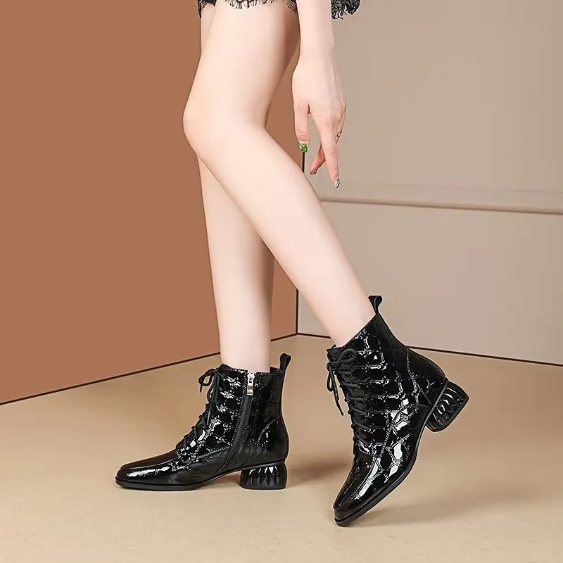 LuxeLeather Exotic Classy Ankle Boots