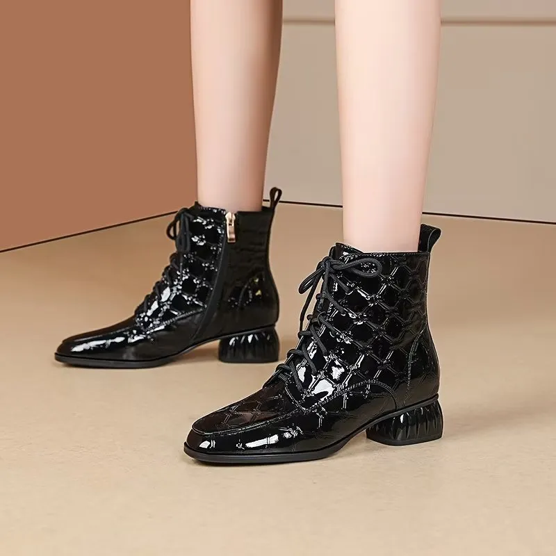 LuxeLeather Exotic Classy Ankle Boots