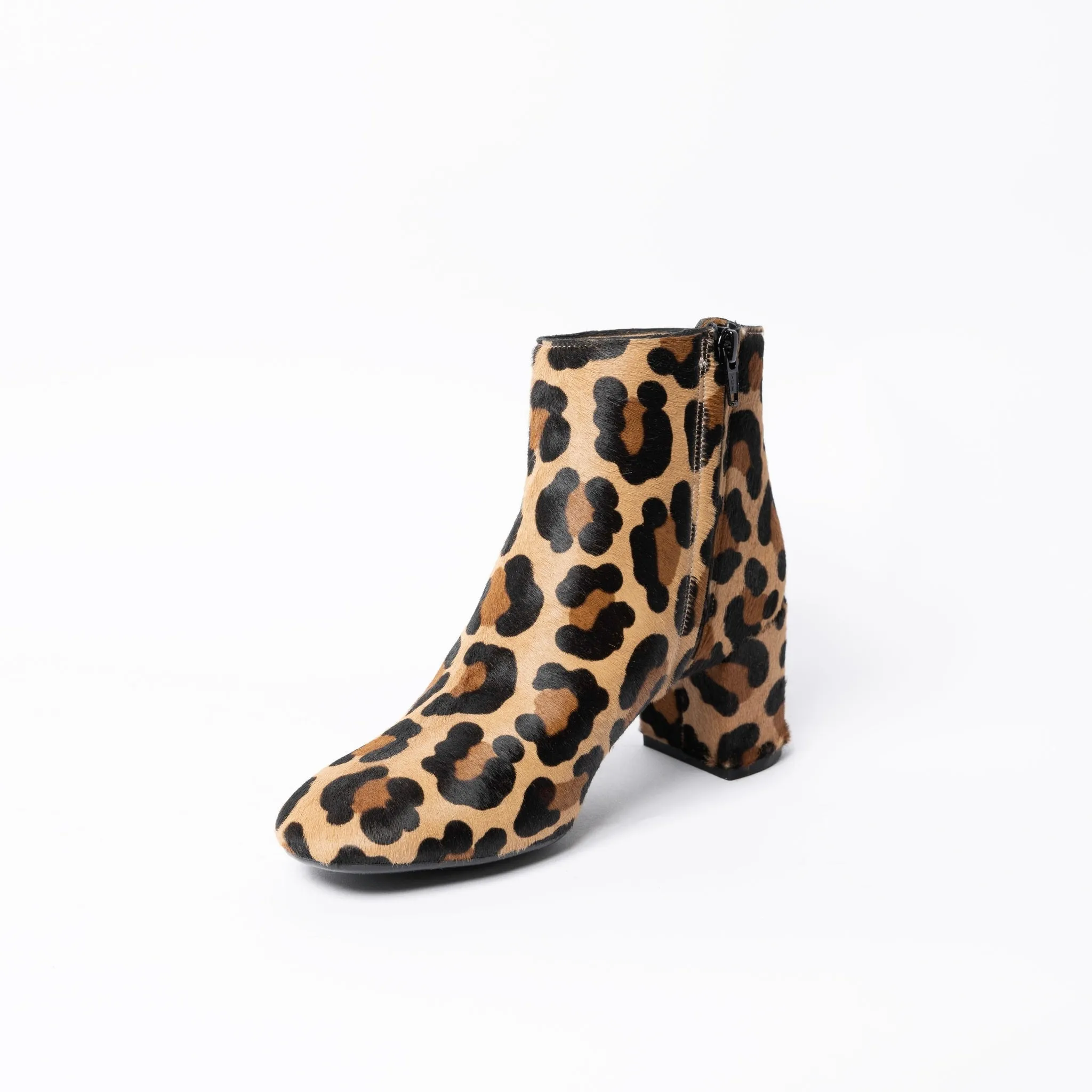 Mid Heel Ankle Boots in Leo