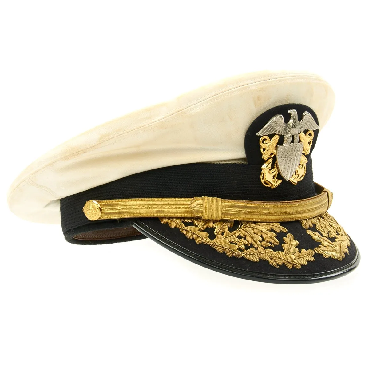 Original U.S. WWII Navy Admiral Arthur Radford White Peaked Visor Cap