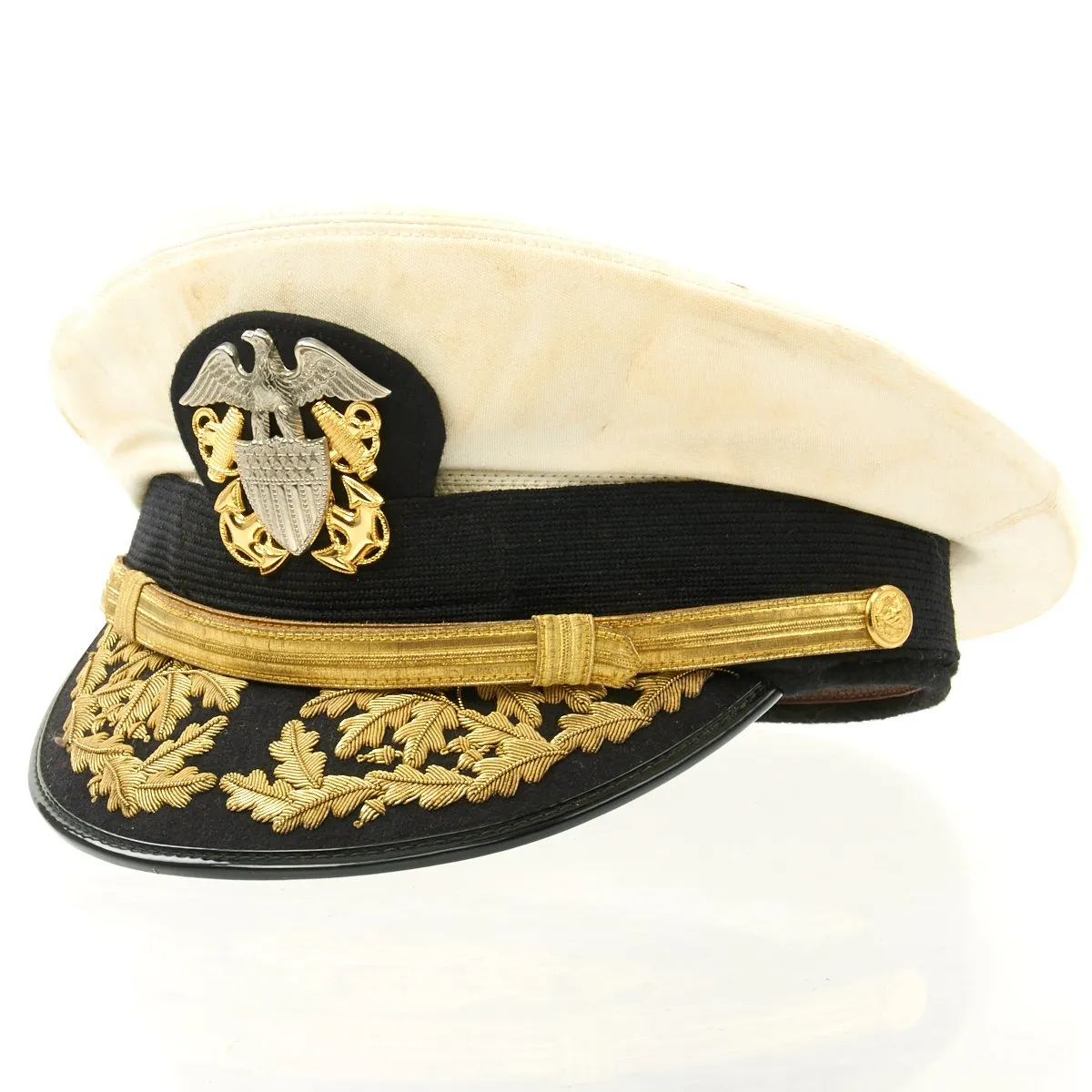 Original U.S. WWII Navy Admiral Arthur Radford White Peaked Visor Cap