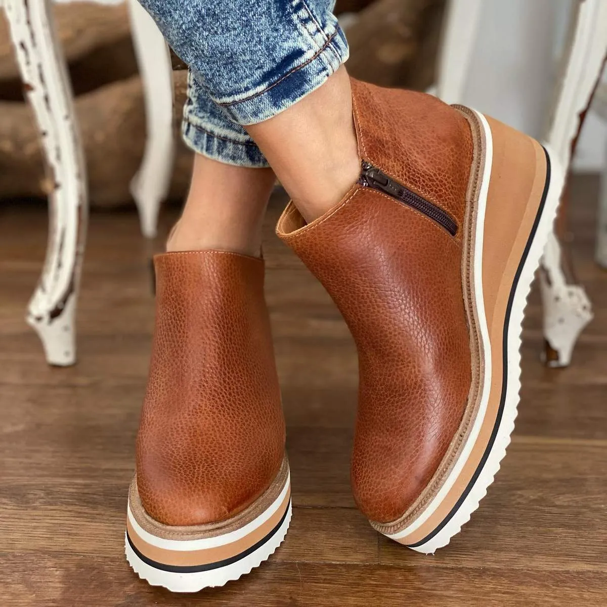 Premium Zipper Ankle Boots