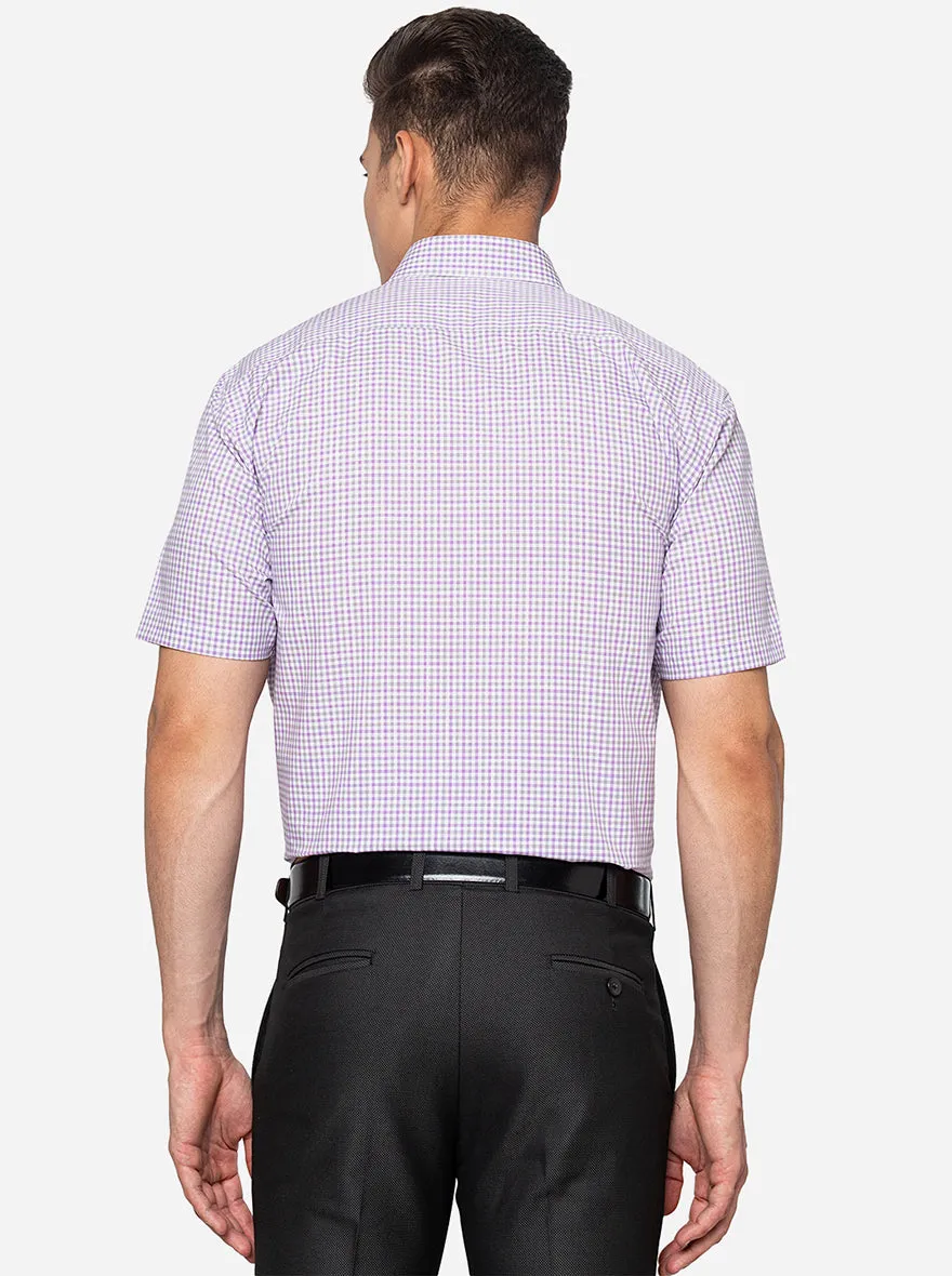 Purple & Grey Checked Regular Fit Formal Shirt | JadeBlue