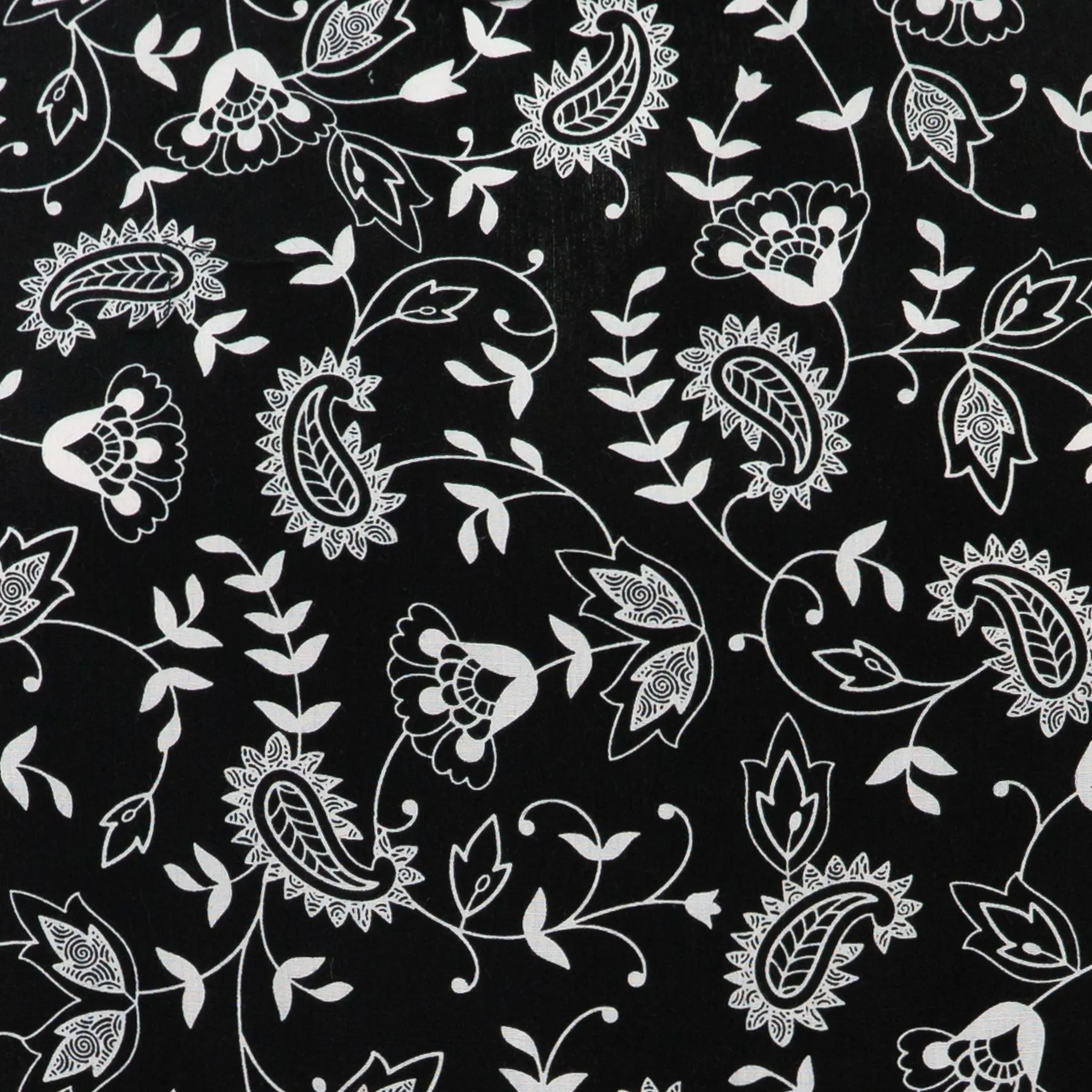 Ruched Box Top - Black Paisley Flower