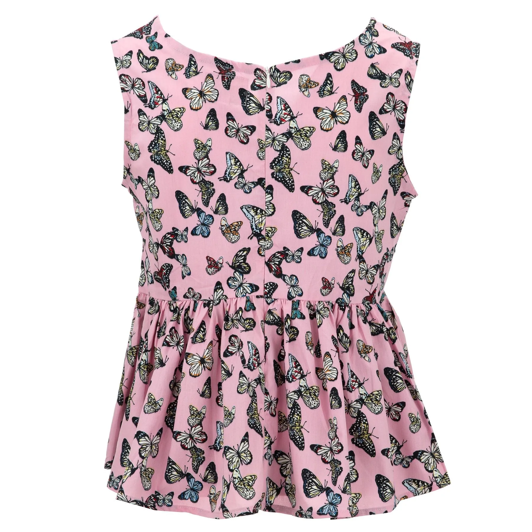 Ruched Box Top - Pink Butterfly