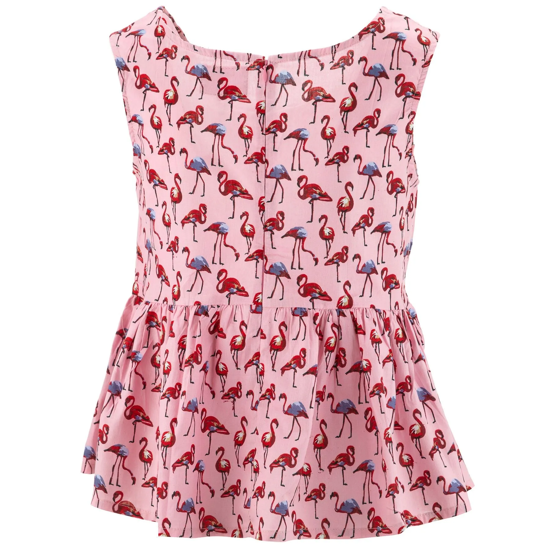 Ruched Box Top - Pink Flamingos