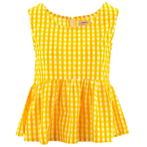 Ruched Box Top - Yellow Gingham