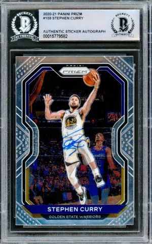 Stephen Curry Autographed 2020-21 Panini Prizm Card #159 Golden State Warriors Beckett BAS Stock #216857