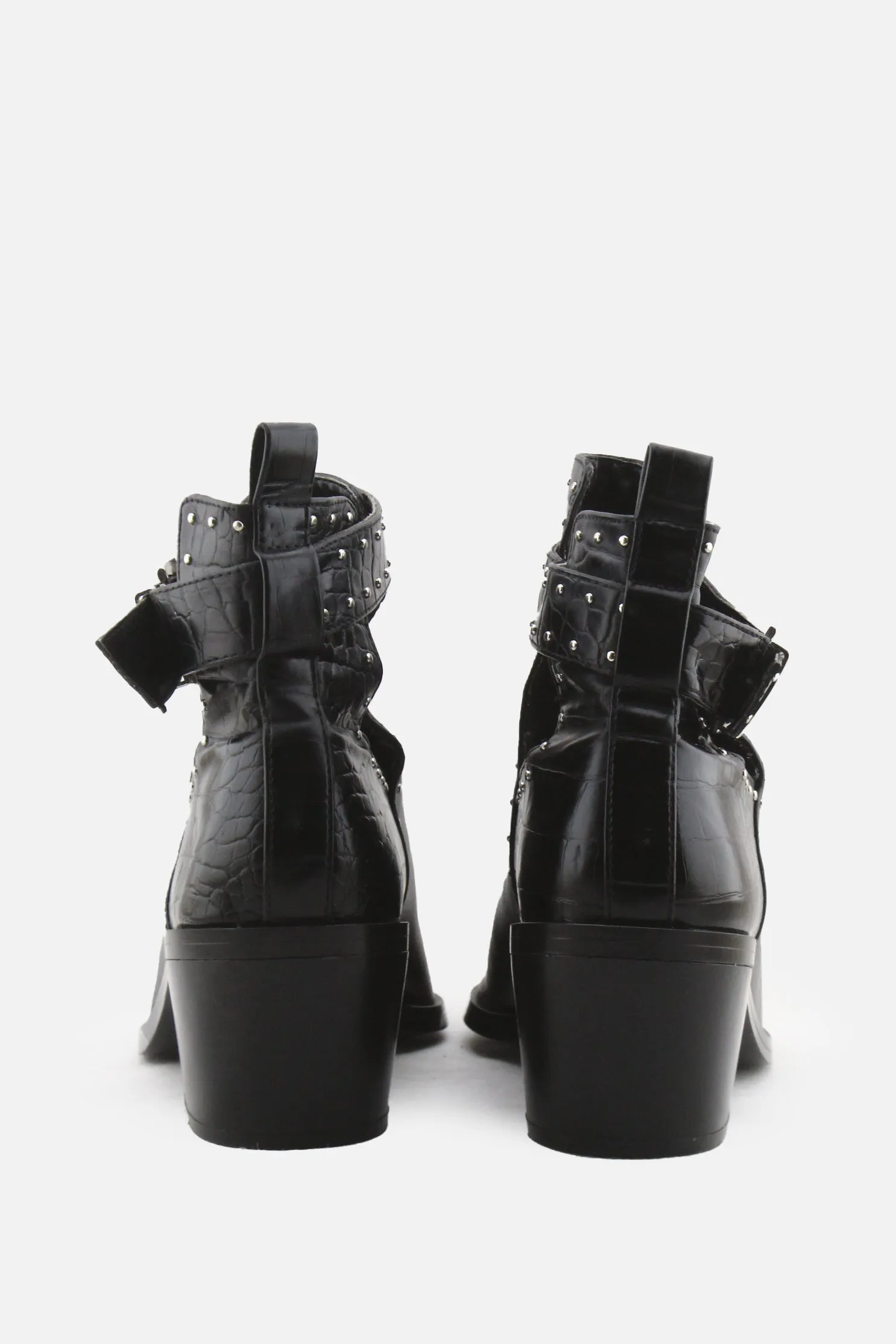 Stradivarius Buckle Straps Block Heels Ankle Boots | 100% Authentic Leather